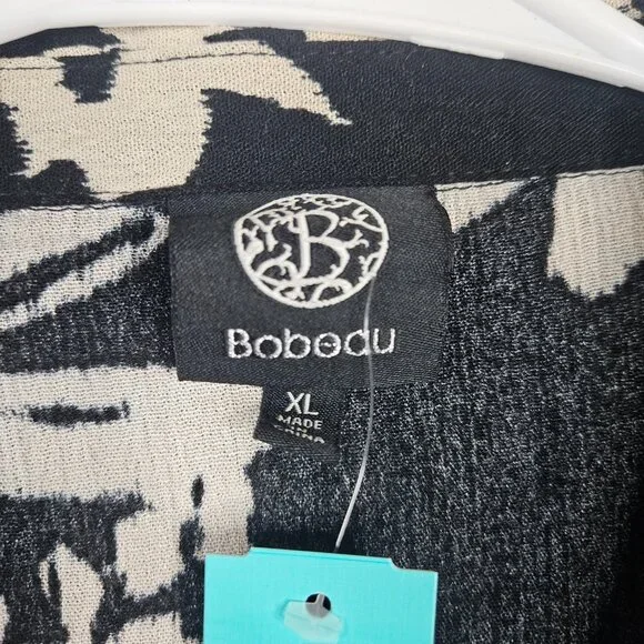 Bobeau Button Front Flutter Sleeve Black Blouse Size XL NEW - Picture 3 of 9